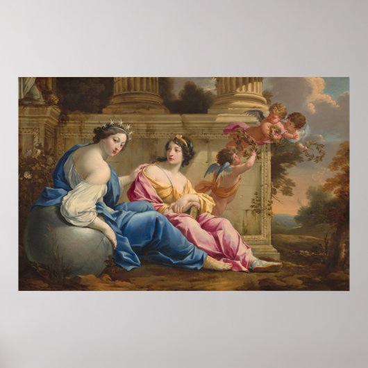 Muses Urania und Calliope - Simon Vouet Kunstkunst Poster (Vorne)