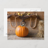 Museum für Bauern. Kürbis in Scheune mit Heu Postkarte (Vorne/Hinten)