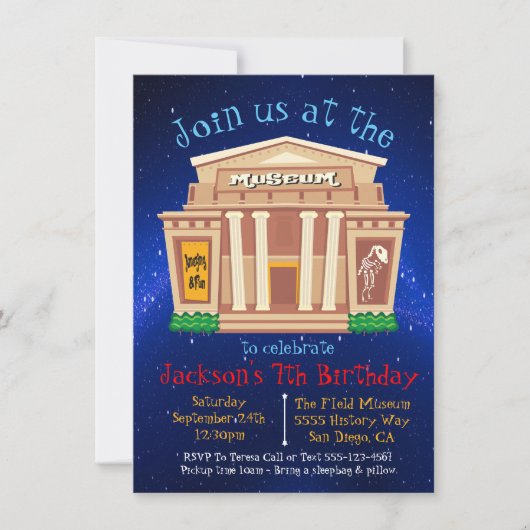 Museum Geburtstagsparty Einladung (Vorderseite)