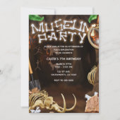 MUSEUM PARTY Dinosaurier Knochen Mystery Höhle Geb Einladung (Vorderseite)