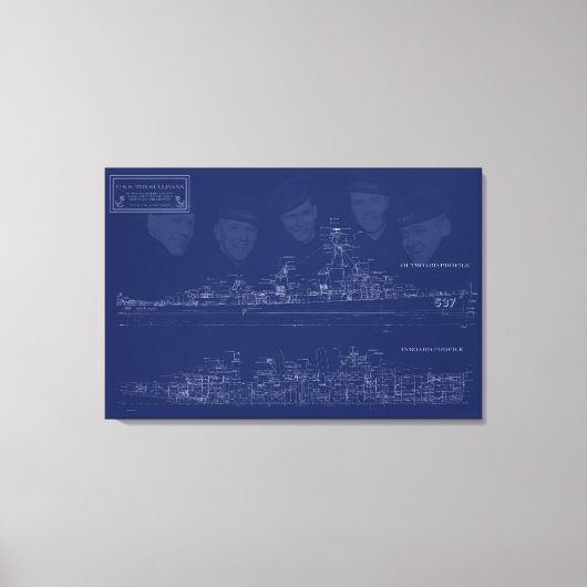 Museum Ship The Sullivans Blueprint with Brothers Leinwanddruck (Vorderseite)