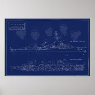 Museumschiff The Sullivans Bauplan mit Brüdern Poster