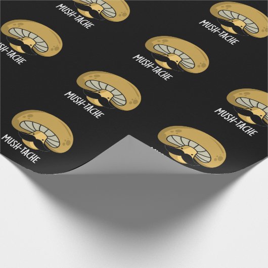 Mush-tache Funny Moustach Mushroom Pun Dark BG Geschenkpapier (Ecke)