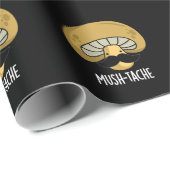 Mush-tache Funny Moustach Mushroom Pun Dark BG Geschenkpapier (Rolleneckpunkt)