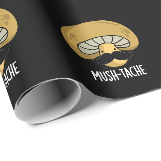 Mush-tache Funny Moustach Mushroom Pun Dark BG Geschenkpapier (Rolleneckpunkt)