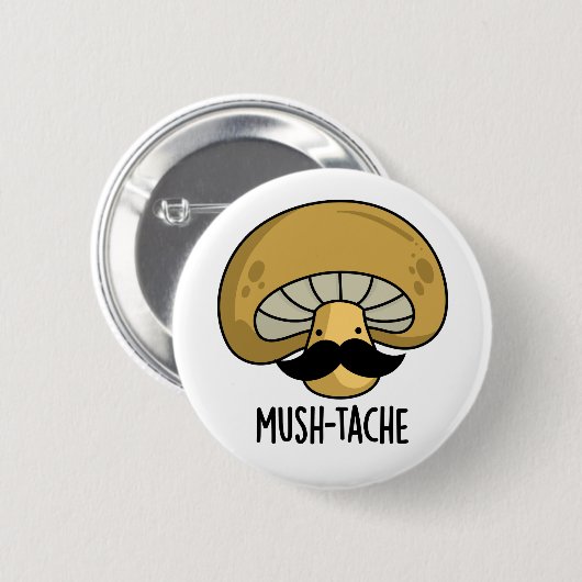 Mush-tache Funny Moustach Pilzpun Button (Vorne & Hinten)