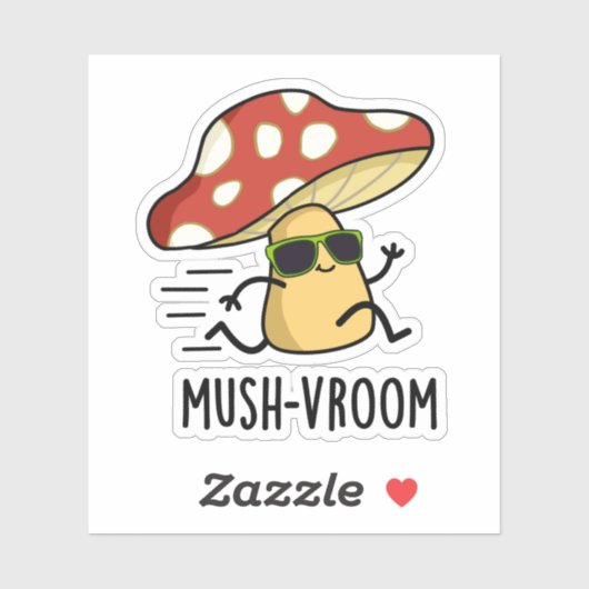 Mush-vroom Funny Fast Mushroom Pun Aufkleber (Blatt)
