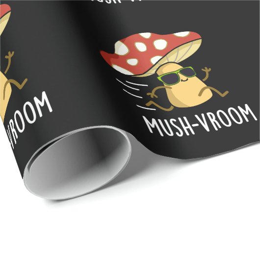 Mush-vroom Funny Fast Mushroom Pun Dark BG Geschenkpapier (Rolleneckpunkt)