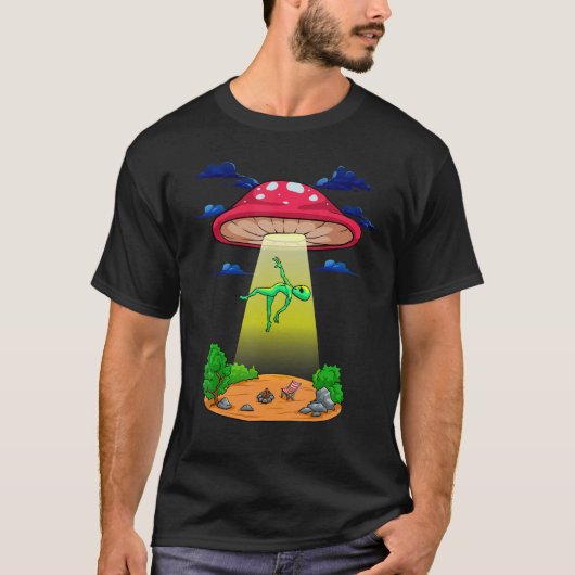 Mushroom Alien Abduction Psychedelic Space UFO Fu T-Shirt (Vorderseite)