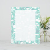 Mushroom Aqua Stationery Paper (Stehend Vorderseite)