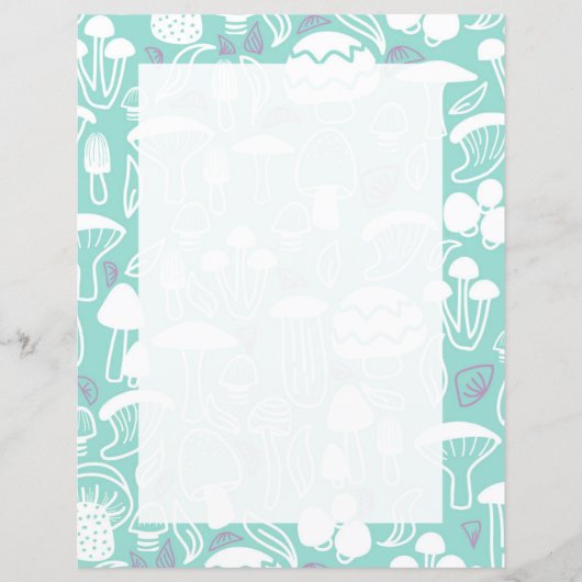 Mushroom Aqua Stationery Paper (Vorderseite)