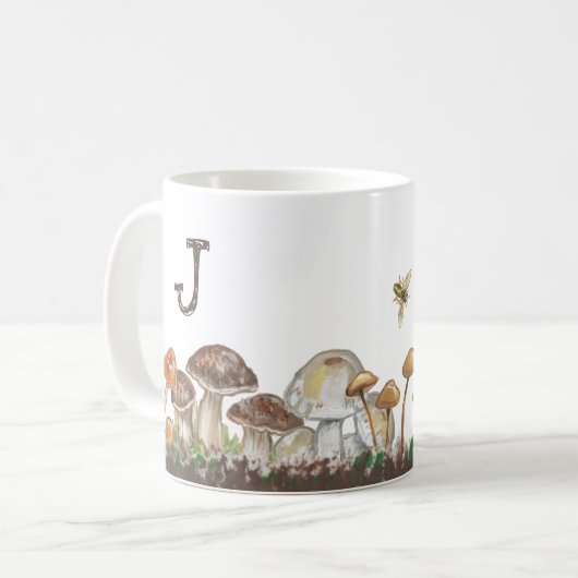 Mushroom Art Herbst Natumn Mongram Kaffeetasse (Vorderseite Links)