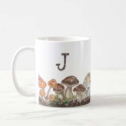Mushroom Art Herbst Natumn Mongram Kaffeetasse (Links)