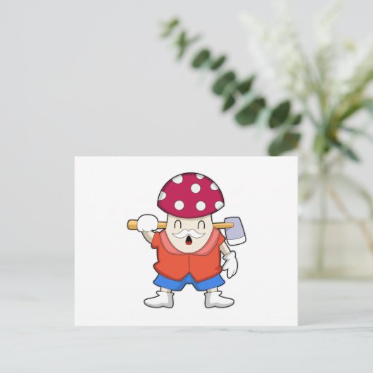 Mushroom as Farmer with Axe Postkarte (Stehend Vorderseite)
