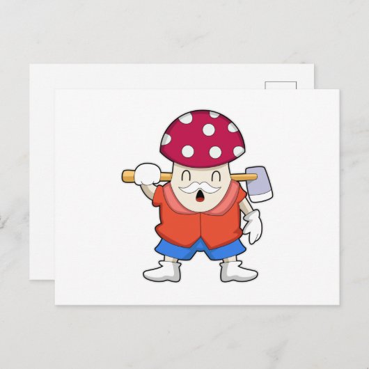 Mushroom as Farmer with Axe Postkarte (Vorne/Hinten)