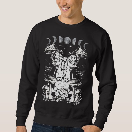 Mushroom ästhetische Frog Magic Moon Phasen Sweatshirt (Vorderseite)