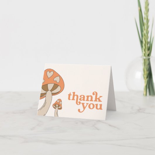 Mushroom Baby Dusche Danke | Orange und Brown Einladung (Vorderseite)