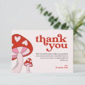 Mushroom Baby Dusche Danke | Rot und Rosa (Stehend Vorderseite)