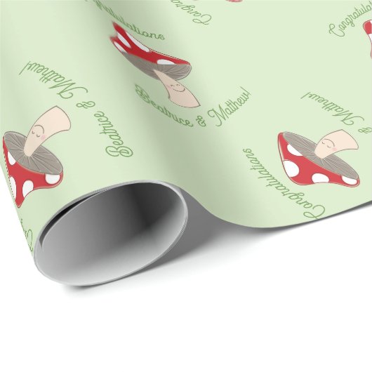 Mushroom Baby Dusche Geschenkpapier (Rolleneckpunkt)