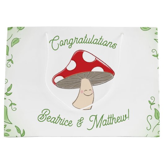 Mushroom Baby Dusche Große Geschenktüte (Vorderseite)