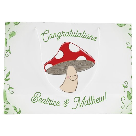 Mushroom Baby Dusche Große Geschenktüte (Rückseite)