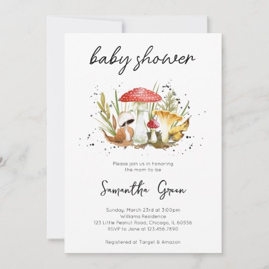 Mushroom Baby Shower Einladung (Vorderseite)