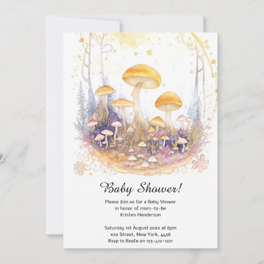 Mushroom Baby Shower Einladung (Vorderseite)
