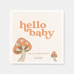 Mushroom Baby Shower Einladung Orange und Braun Serviette