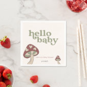 Mushroom Baby Shower Einladung | Sage Green Serviette (Beispiel)