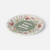 Mushroom Baby Shower  Pappteller (Schrägansicht)