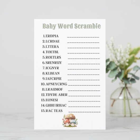 Mushroom Baby Word Scramble (Stehend Vorderseite)