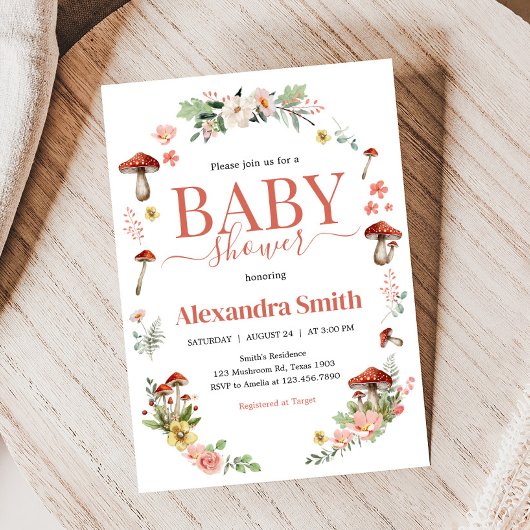 Mushroom Babydusche der verzauberten Wildblume Einladung