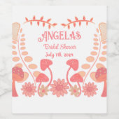 Mushroom Blume Bride Stamm Bachelorette Peach Weinetikett (Einzelnes Label)