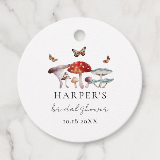 Mushroom Boho Brautparty Gefälligungstags Geschenkanhänger (Vorderseite)