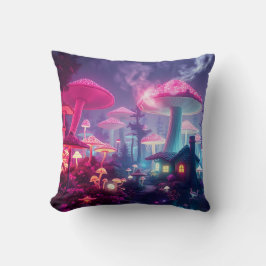 Mushroom Bungalow Neon Wallpaper, Geschenke, Kisse Kissen