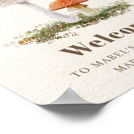 Mushroom Butterflies Woodland Nature Babydusche Poster (Ecke)