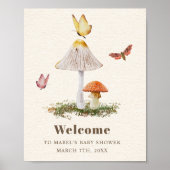 Mushroom Butterflies Woodland Nature Babydusche Poster (Vorne)