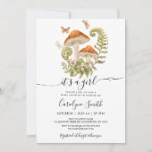 Mushroom Butterfly and Strawberries Babydusche Einladung (Vorderseite)