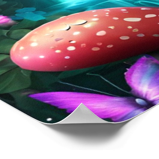 Mushroom Butterfly Verzauberter Wald AQUAMARIN THE Poster (Ecke)