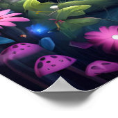 Mushroom Butterfly Verzauberter Wald BLAUE THEMA Poster (Ecke)