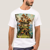 Mushroom Castle Fantasy Art Whimsical T - Shirt De (Vorderseite)