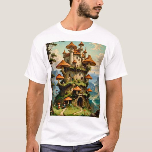 Mushroom Castle Fantasy Art Whimsical T - Shirt De (Vorderseite)