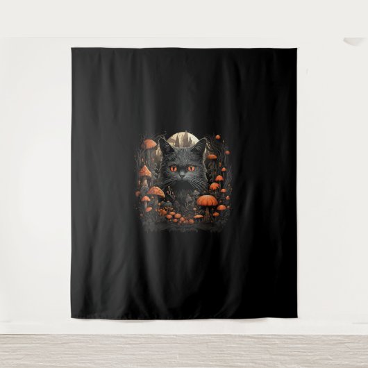 Mushroom Cat Cotattcore Ästhetische Goth Art Emmy Wandteppich (Vorderseite)