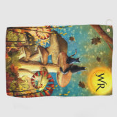 Mushroom Cats Monogram Golfhandtuch (Horizontal)
