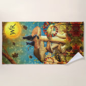 Mushroom Cats Monogram Strandtuch (Vorderseite)