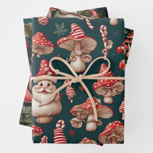 Mushroom Christmas Santa Geschenkpapier Set (Beispiel)