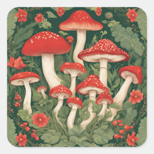 Mushroom-Cocktcore Quadratischer Aufkleber