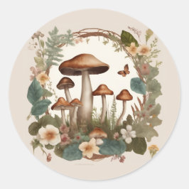 Mushroom-Cocktcore Runder Aufkleber