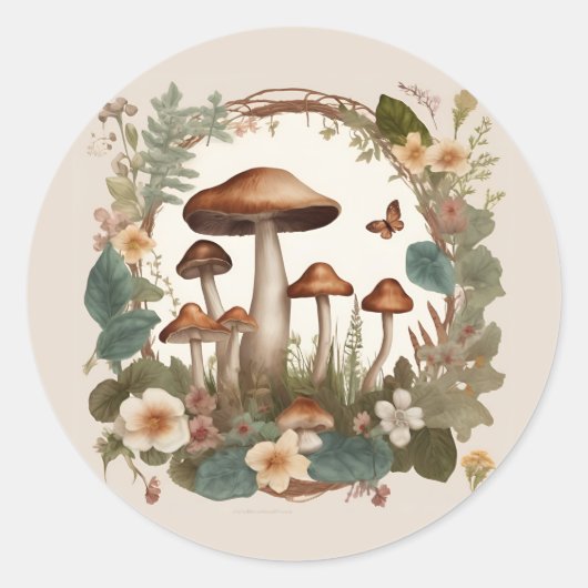 Mushroom-Cocktcore Runder Aufkleber (Vorderseite)
