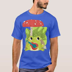 Mushroom Cottagecore Aesthetic Frog Playing Banjo T-Shirt
